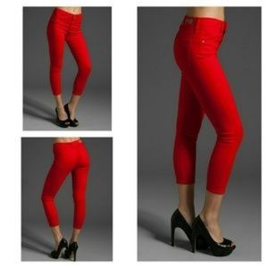 AG THE FARRAH SKINNY CROP IN RED